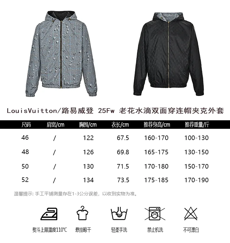 Louis Vuitton/Louis Vuitton 25Fw presbyopia droplet reversible hooded jacket
